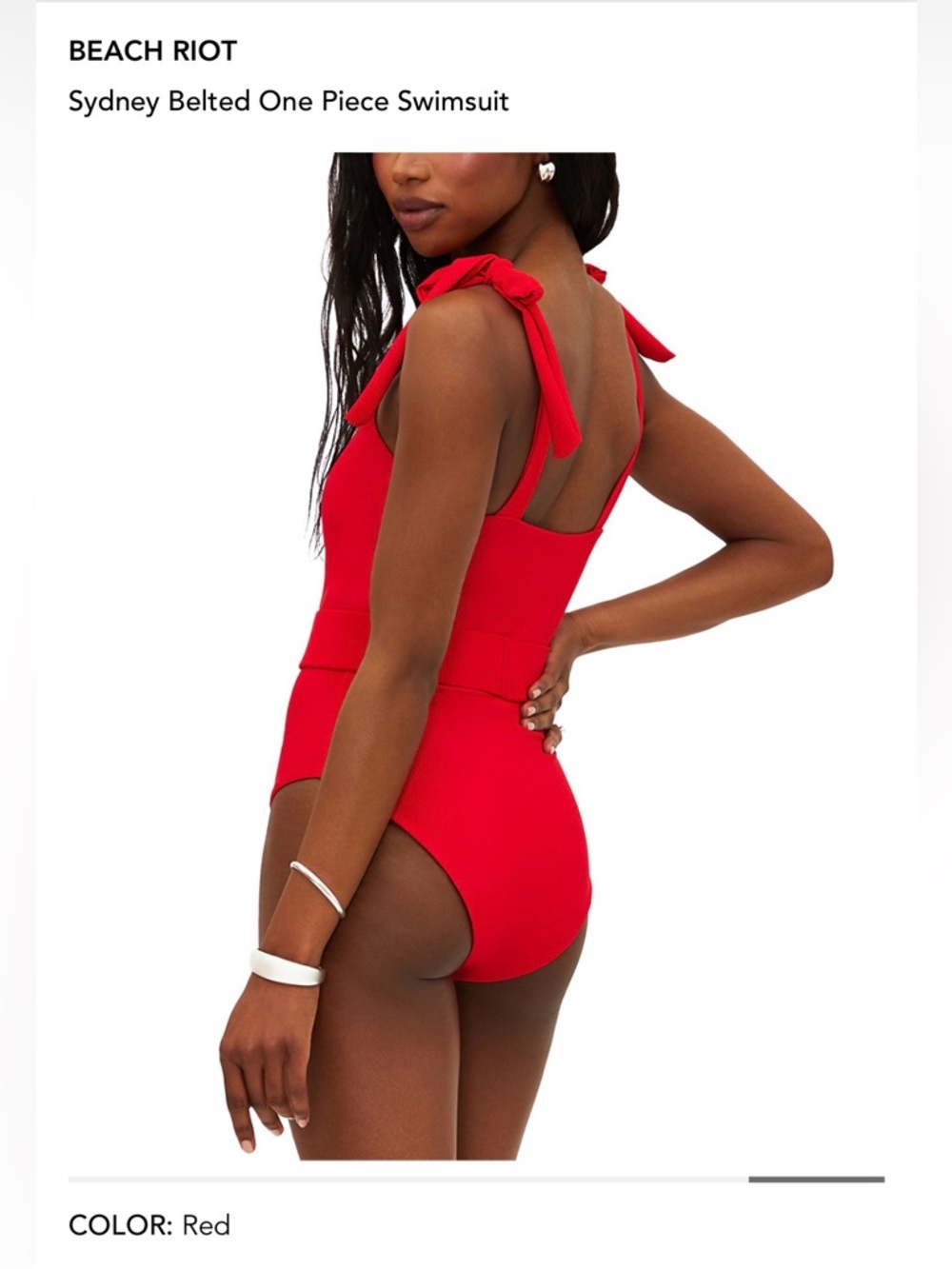 $188 NWT Beach Riot Women's Red Sydney Ribbed One-Piece Swimsuit Size XS - Picture 5 of 7